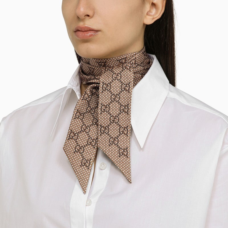 Silk GG print scarf