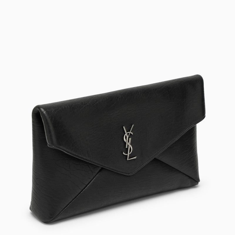 Cassandre large black Envelope clutch bag with logo