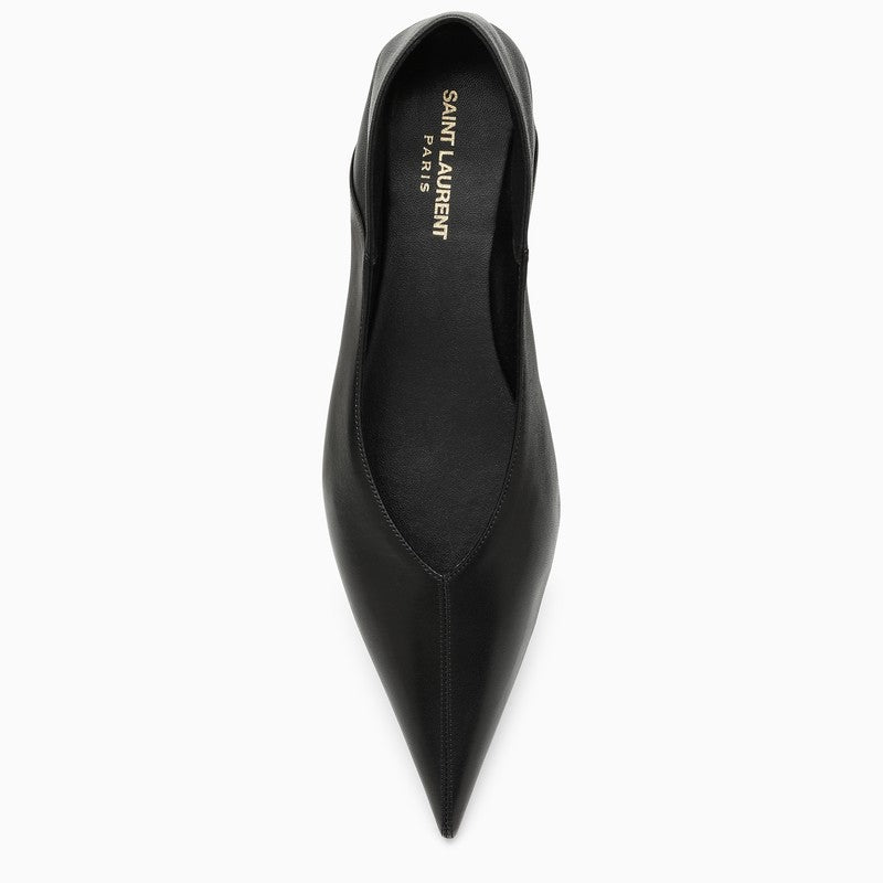 [WOMEN][NEW IN]Pointed black leather ballerina