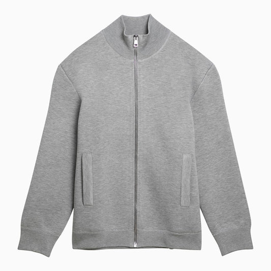 Light grey melange knitted zip/cardigan sweatshirt