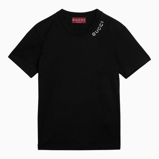 Black t-shirt with crystals logo