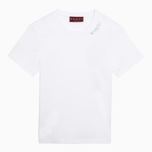 White t-shirt with crystals logo