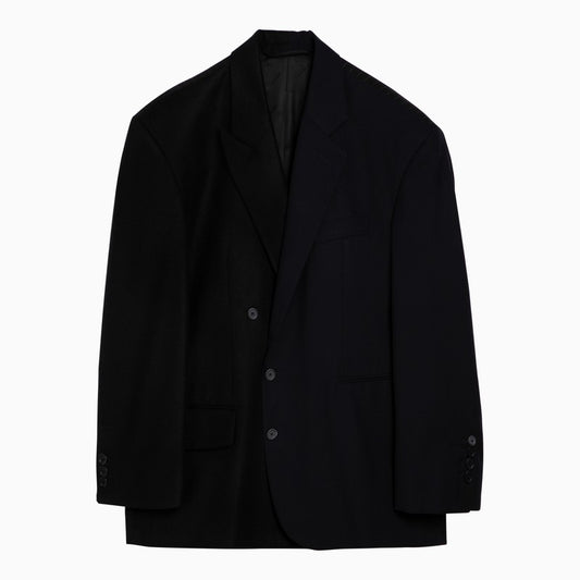 Black wool jacket with epaulettes