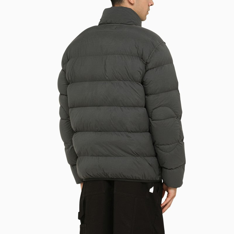 Grey quilted nylon down jacket
