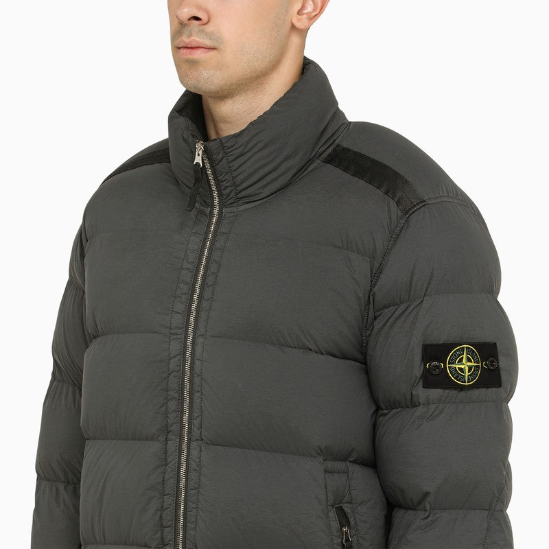Grey quilted nylon down jacket