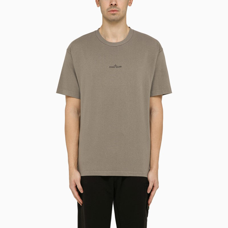 Dove grey t-shirt with logo print