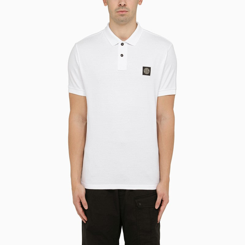 White short-sleeved polo shirt with logo