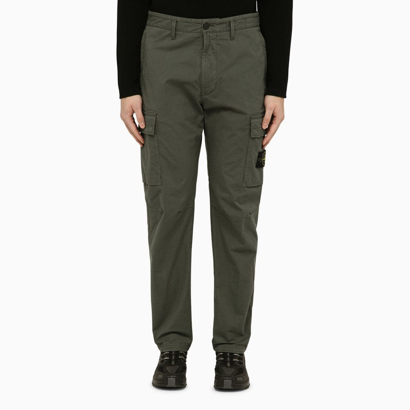 Musk green regular trousers in cotton