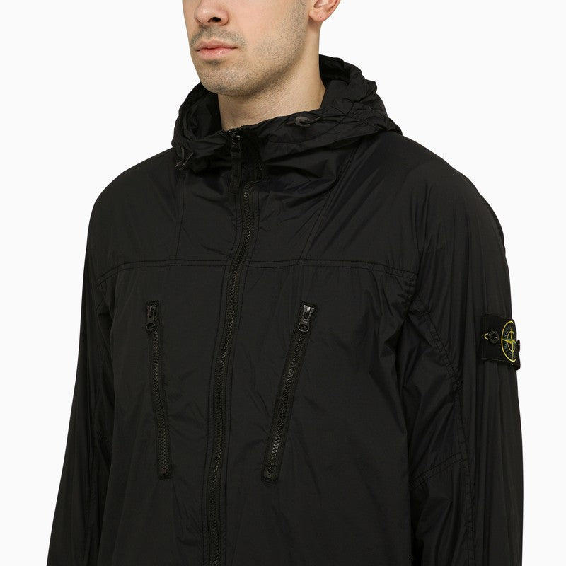 Black logo packable jacket