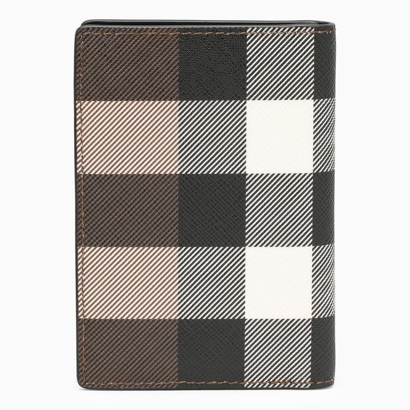 Beige card case in coated canvas
