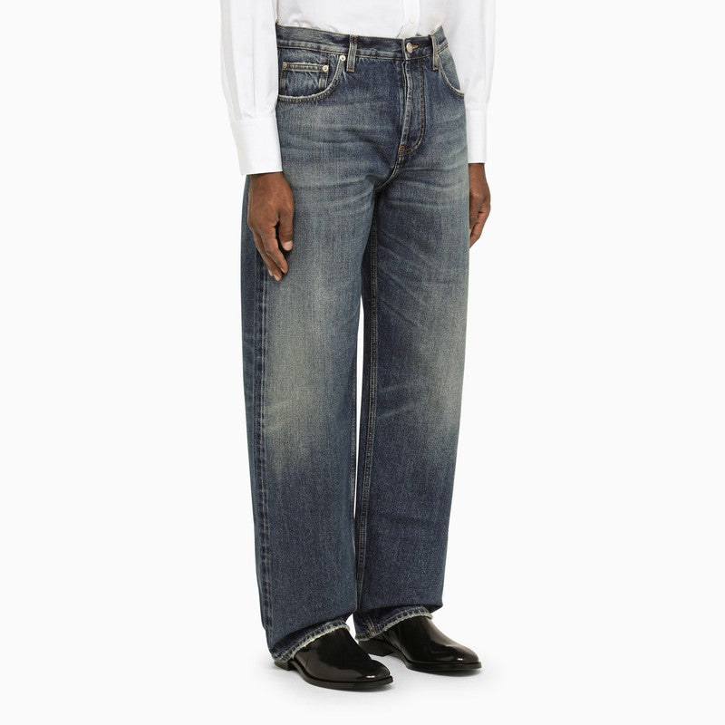 Vintage-effect regular denim jeans