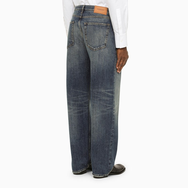 Vintage-effect regular denim jeans
