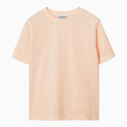 Peach cotton crew-neck T-shirt