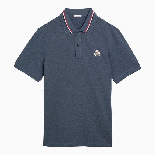 Blue cotton polo shirt with logo
