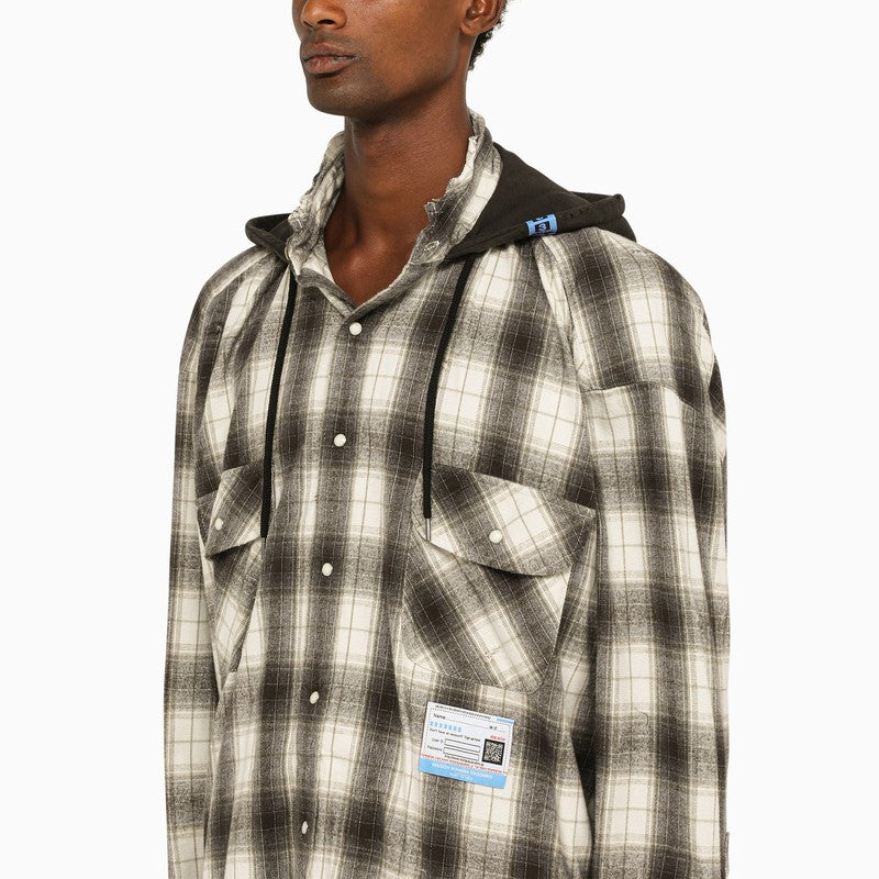 White and grey checked flannel shirt