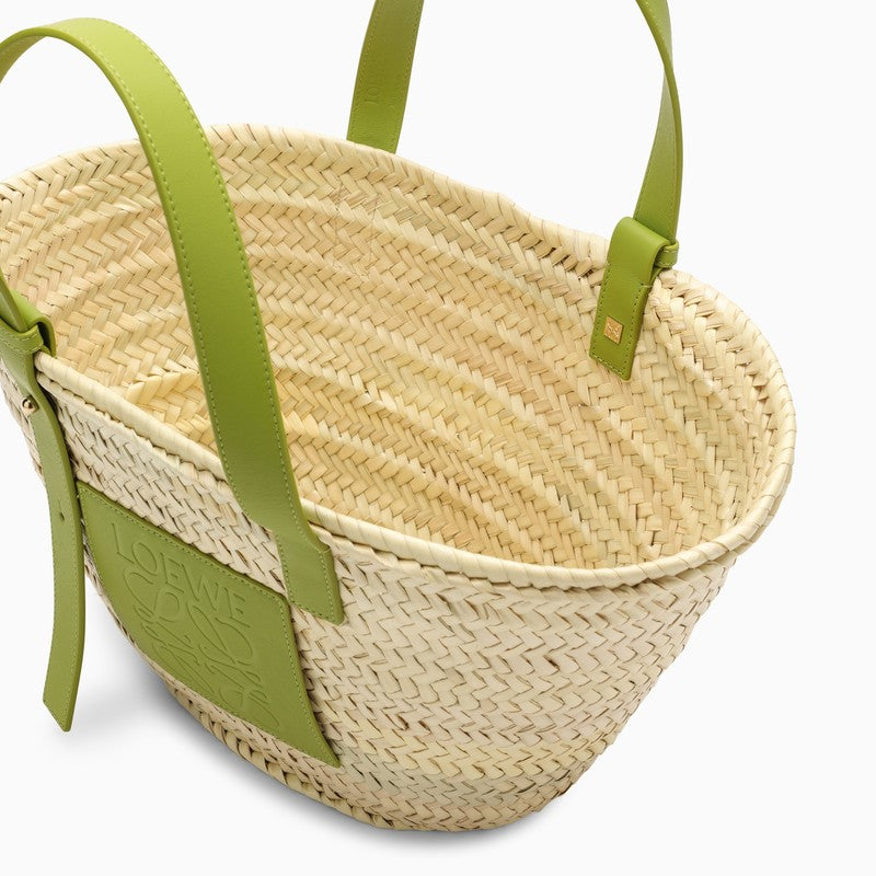 Medium natural/green raffia basket