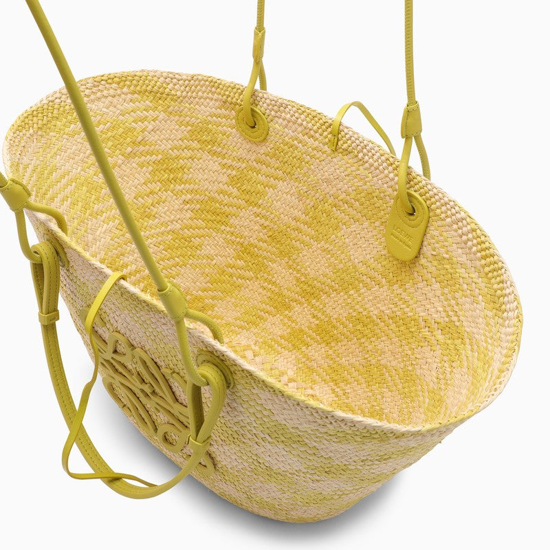 Anagram Basket natural/lime green bag in raffia and leather