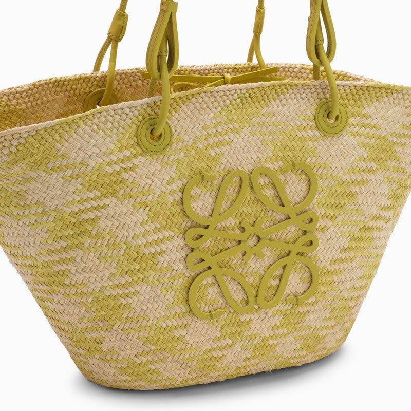 Anagram Basket natural/lime green bag in raffia and leather