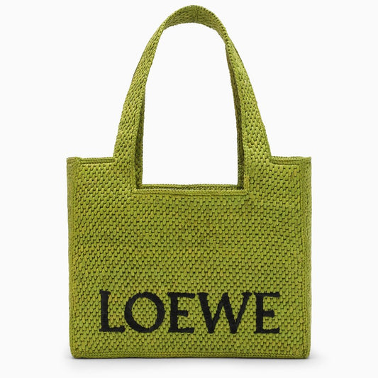 LOEWE Font medium Meadow Green raffia bag