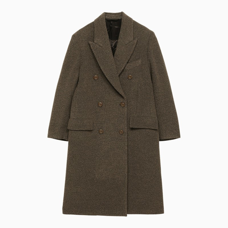 Taupe grey wool double-breasted coat