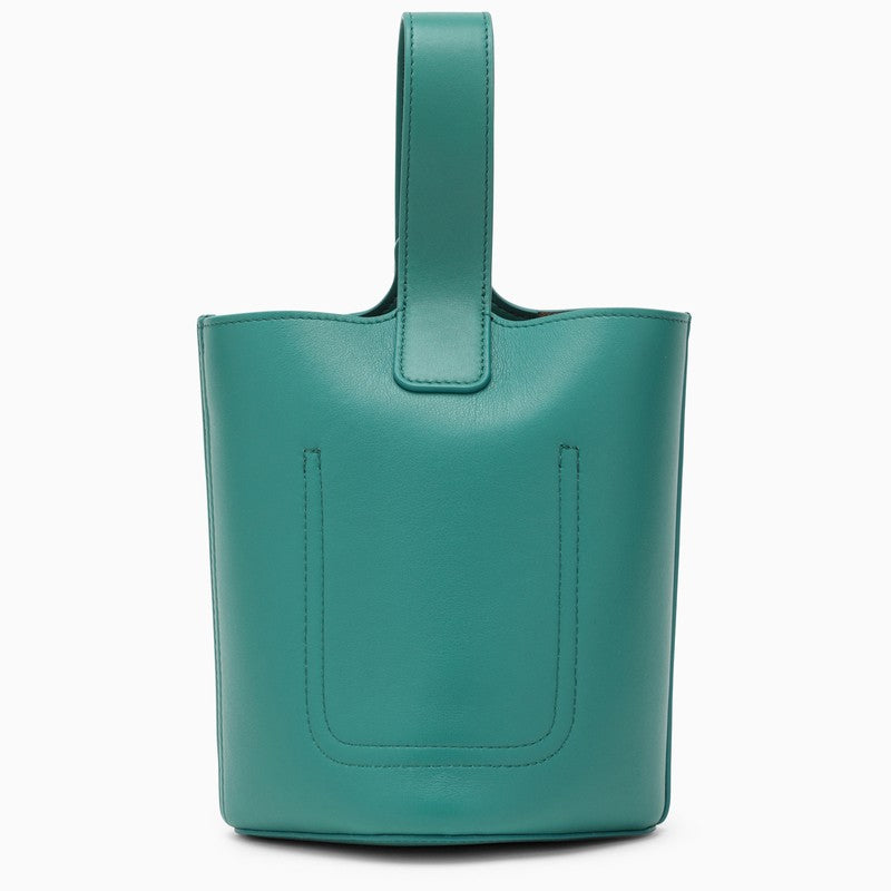 Emerald green calfskin mini Pebble Bucket bag