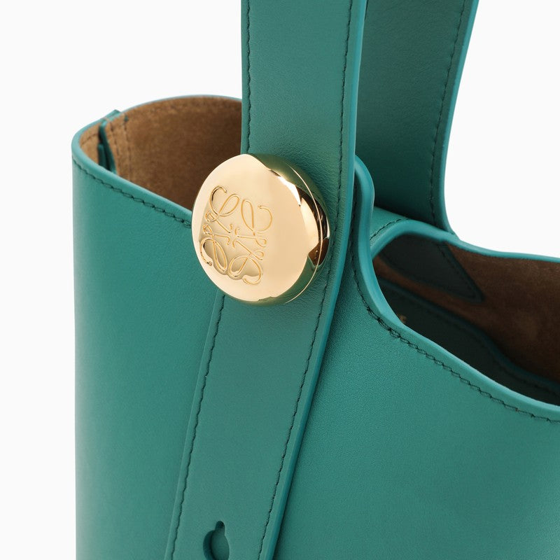 Emerald green calfskin mini Pebble Bucket bag