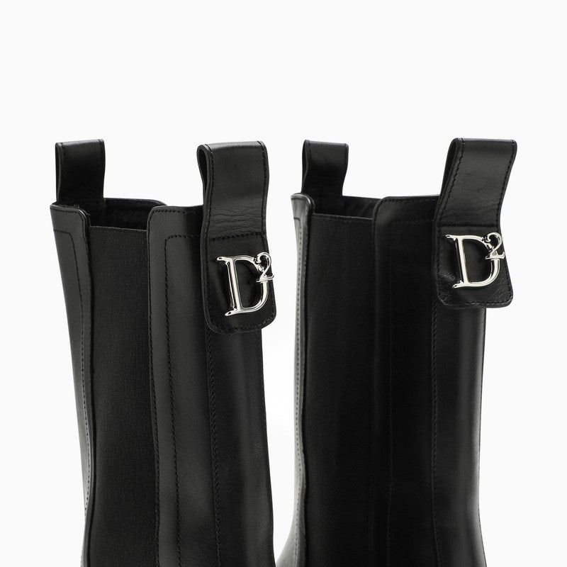 Black leather beatles boot