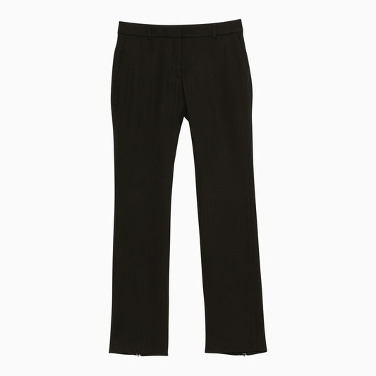 Black tailored wool blend trousers