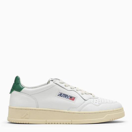 White/green leather Medalist sneakers