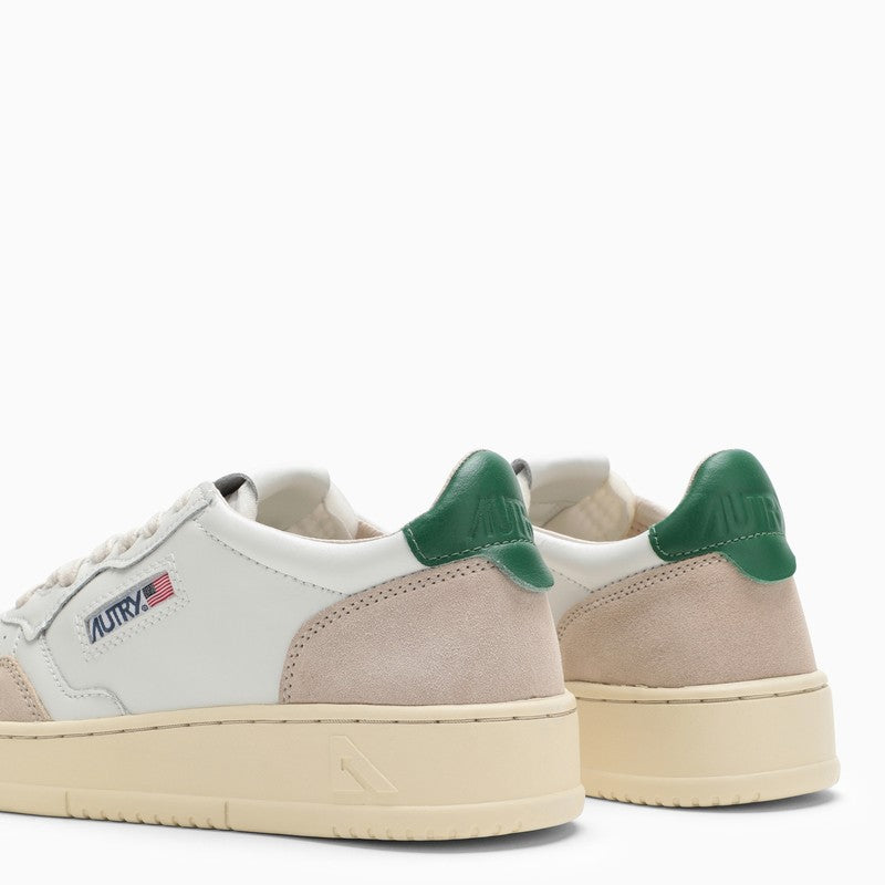 Medalist sneakers in white/green leather and suede