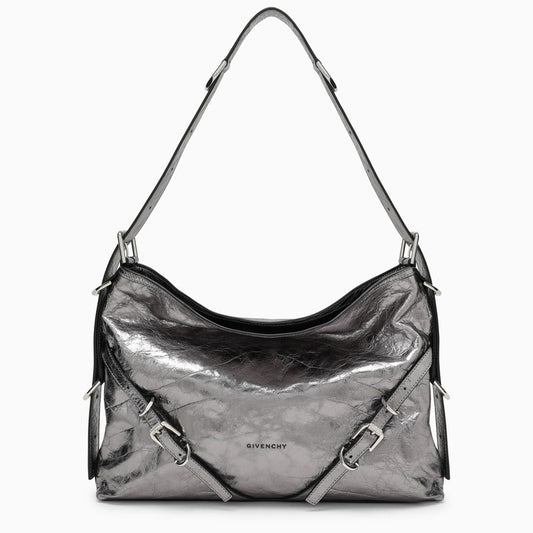 Medium Voyou bag in silver laminated leather