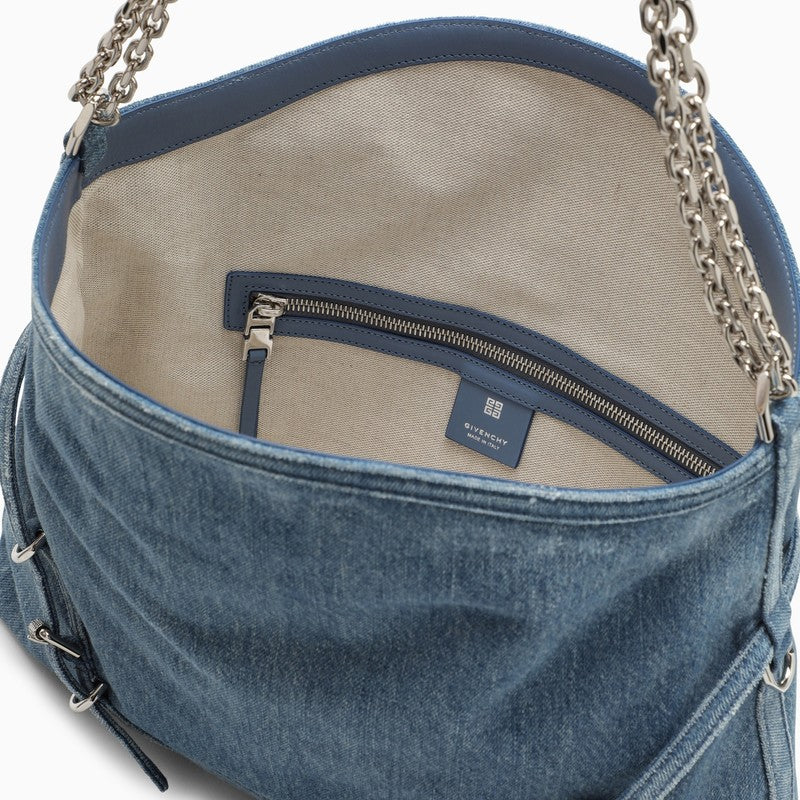 Medium Voyou Chain bag in blue denim