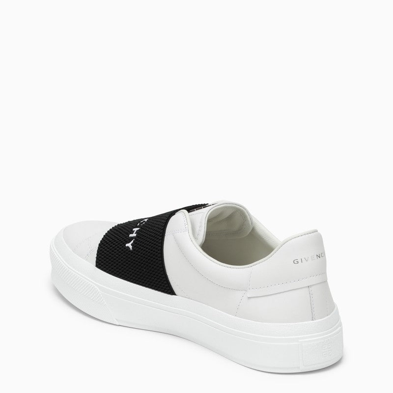 White sneakers with logo band