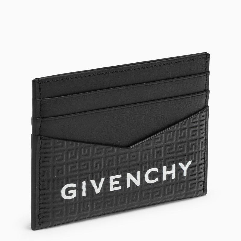 Black 4G leather card holder with logo
