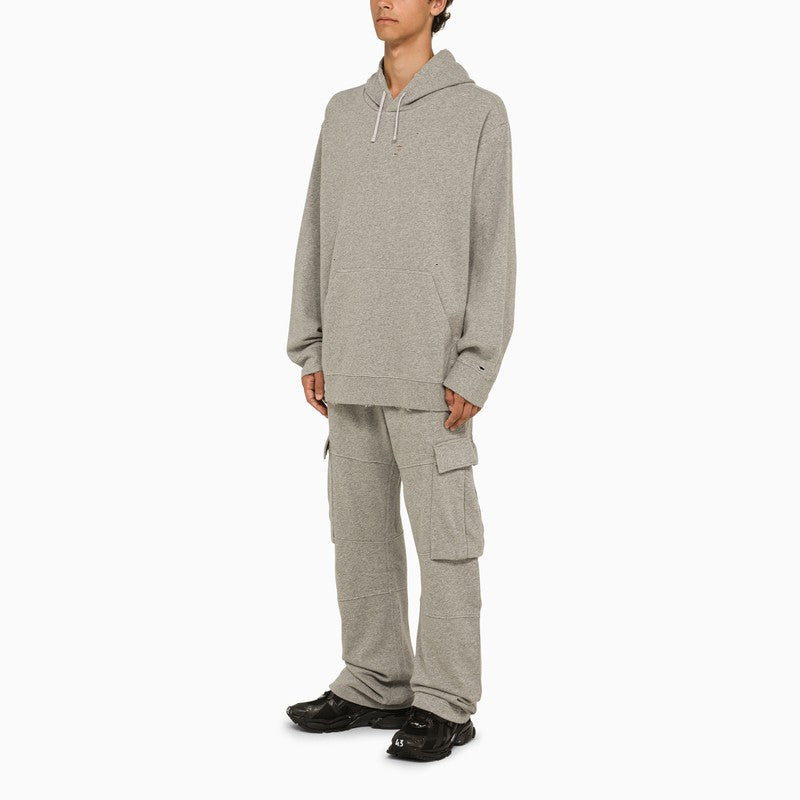 Grey melange jersey cargo trousers