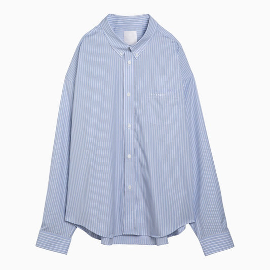 Blue striped cotton button-down shirt