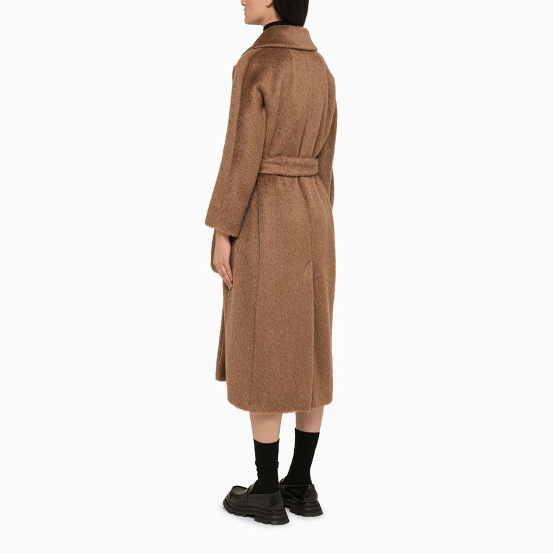 [브랜드위크]Brown double-breasted faux fur coat