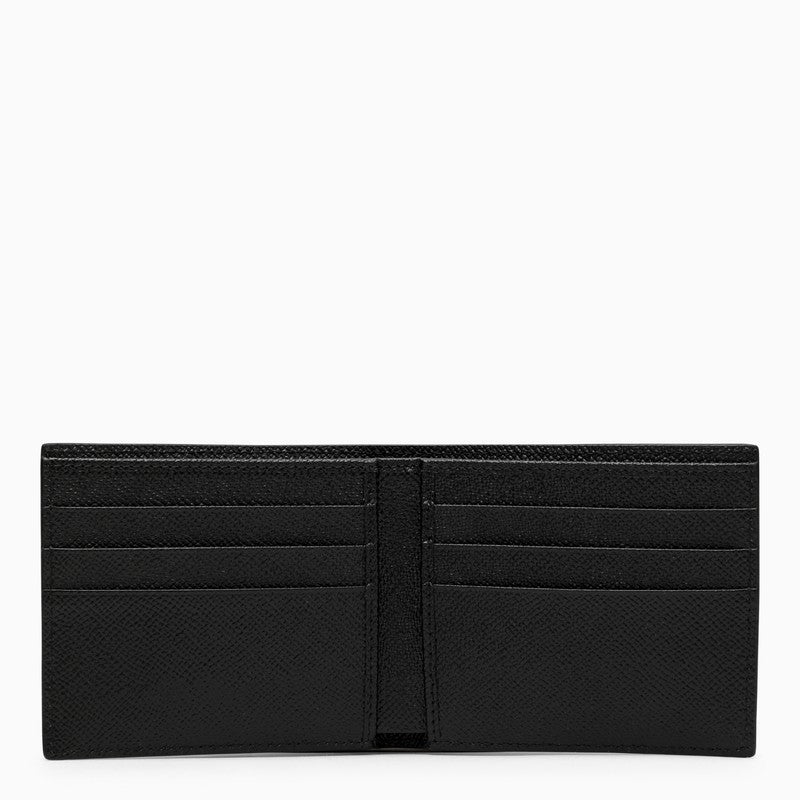 Black leather wallet with logo