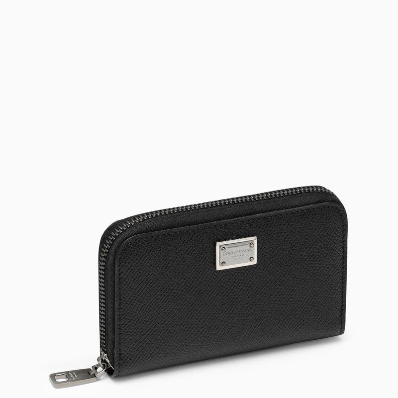 Black Dauphine leather zipped wallet
