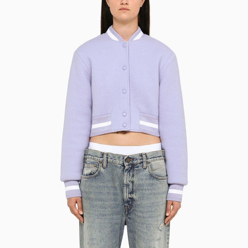 Short lavender wool bomber jacket