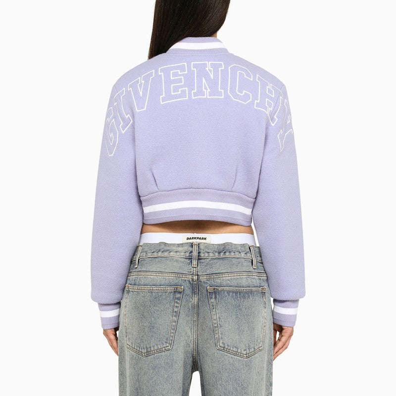 Short lavender wool bomber jacket