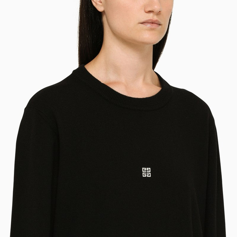 Black crew-neck sweater with logo