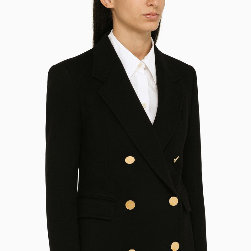 Black wool double-breasted coat