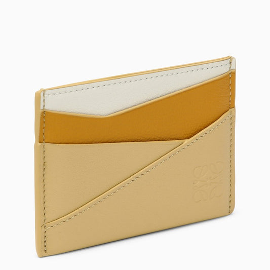 Puzzle card holder in calfskin leather