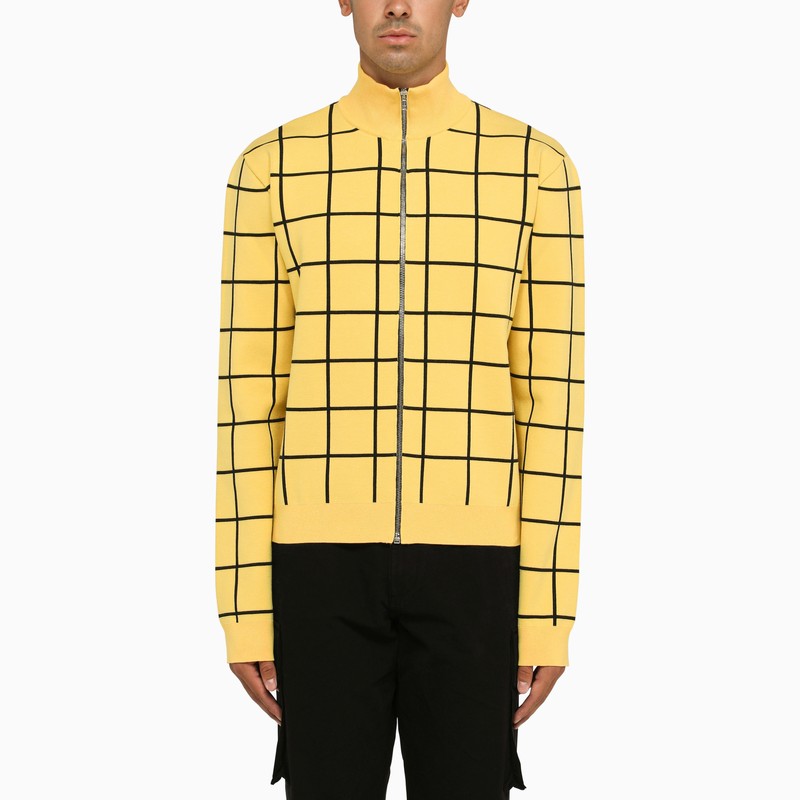 Yellow zip/cardigan sweatshirt with geometric print