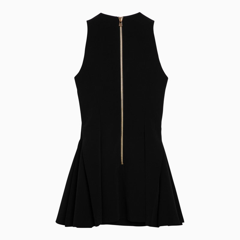 Black mini dress with gold buttons