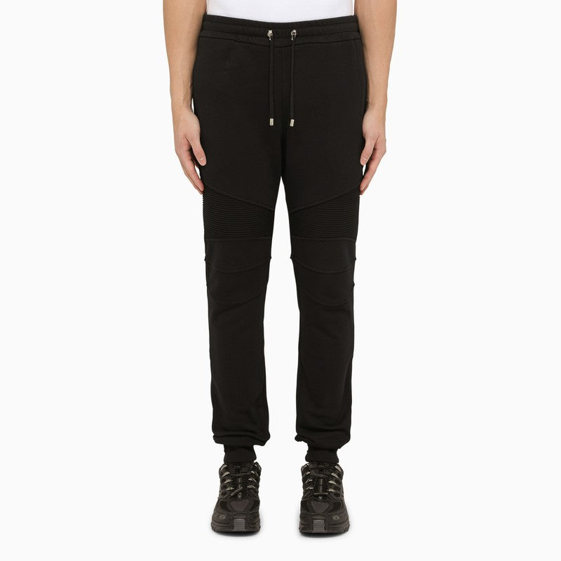 Black jogging trousers with logo print