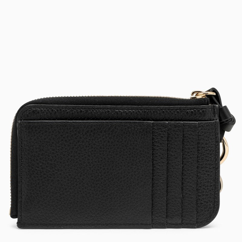 Black leather zipped card case