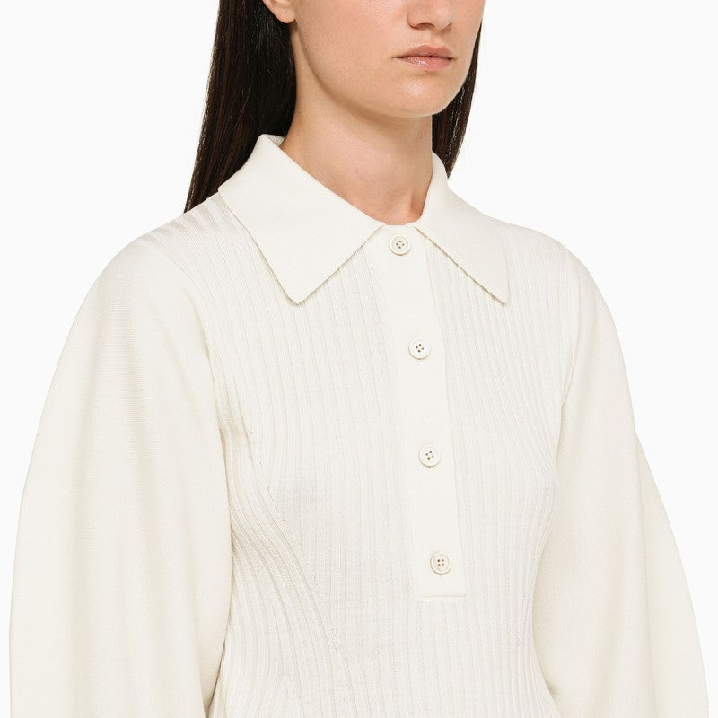 Ribbed wool polo shirt
