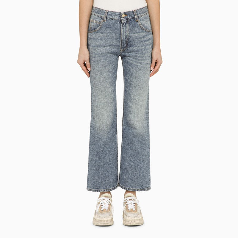 Washed-effect cropped denim jeans